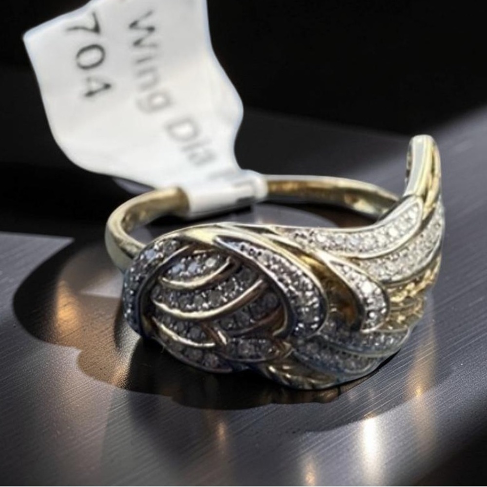 14k Gold Diamond Wing Ring